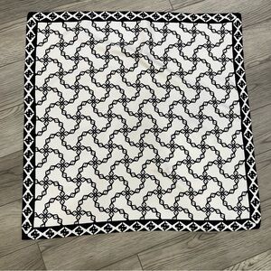 Elegant Black and White Silk Patterned Scarf